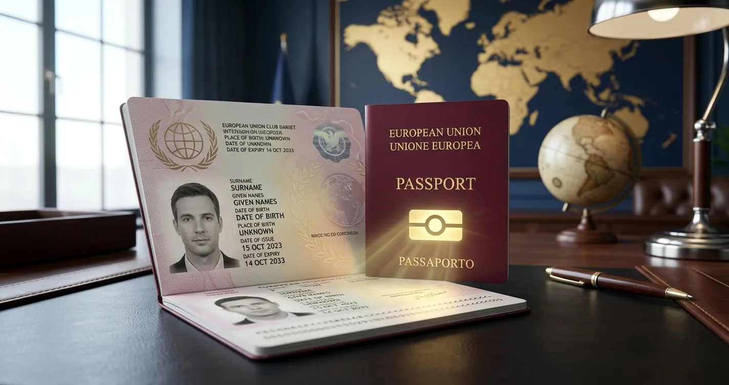 Passaporto elettronico 2026 italiano con chip biometrico integrato nella copertina