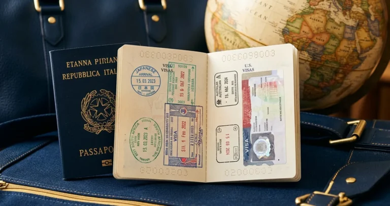 Visto turistico paesi extra UE - passaporto italiano con timbri per viaggi intercontinentali