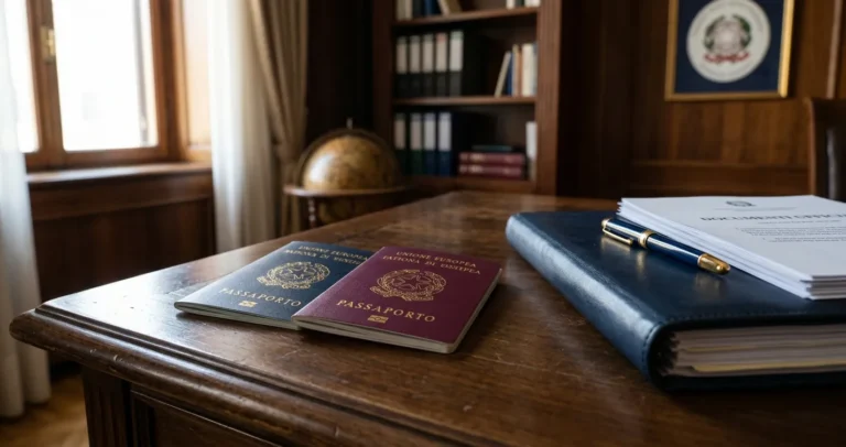 Differenza tra passaporto diplomatico e di servizio: due libretti ufficiali su una scrivania