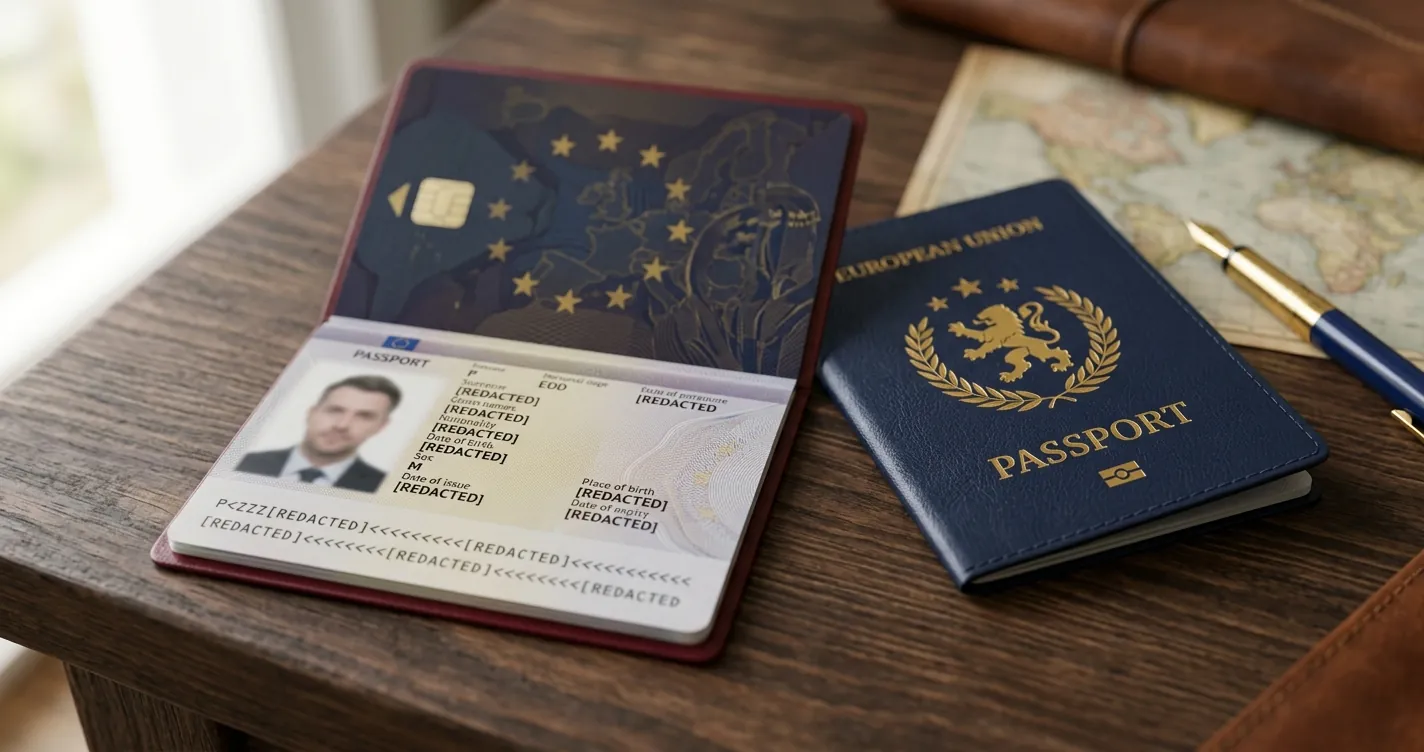 Retro passaporto: pagina dei dati anagrafici con foto e zona MRZ