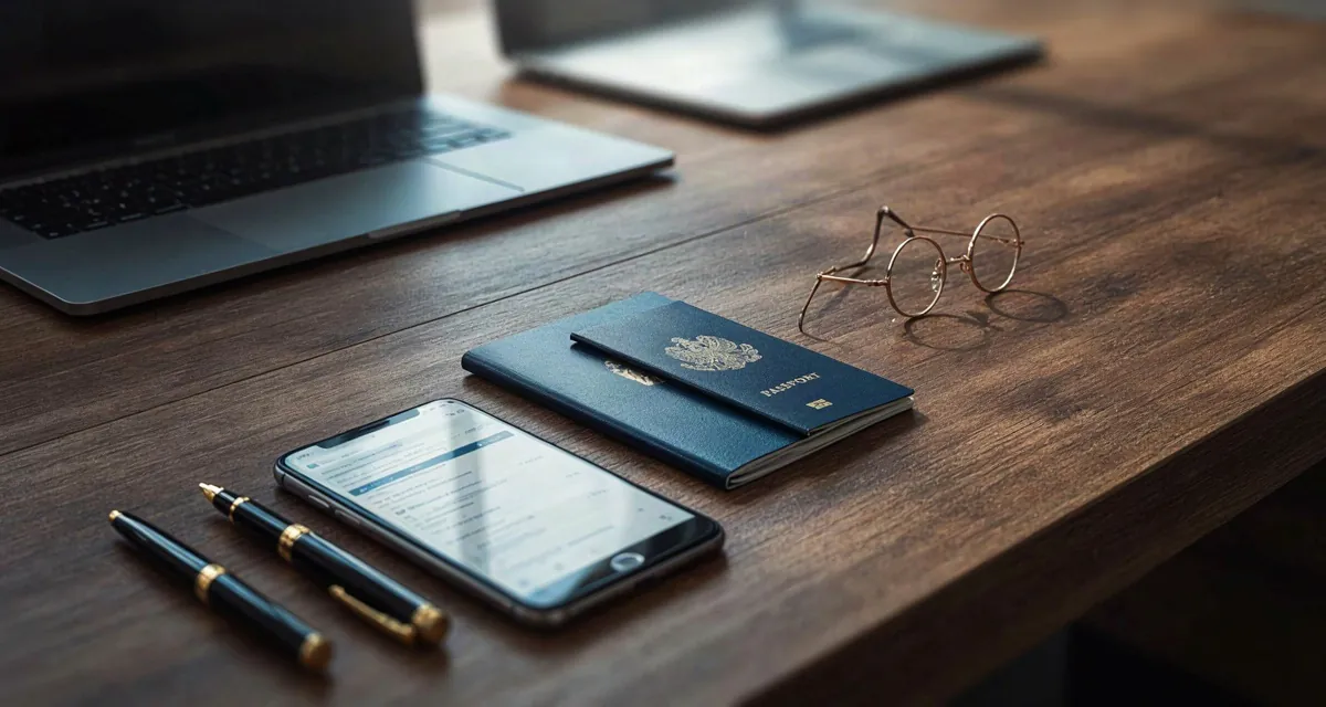 Controllo passaporto italiano online: smartphone e passaporto per la verifica dello stato della pratica sul portale della Polizia di Stato